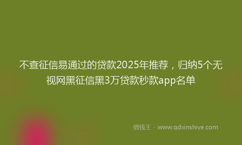 不查征信易通过的贷款2025年推荐，归纳5个无视网黑征信黑3万贷款秒款app名单