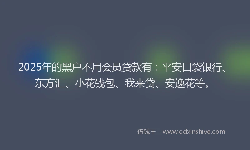 2025年的黑户不用会员贷款有：平安口袋银行、东方汇、小花钱包、我来贷、安逸花等。