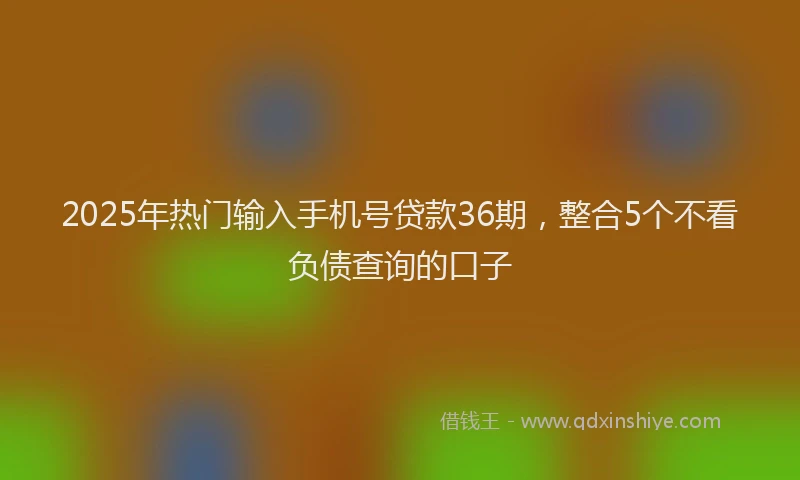 2025年热门输入手机号贷款36期，整合5个不看负债查询的口子