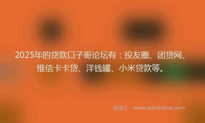2025年的贷款口子哥论坛有：投友圈、团贷网、维信卡卡贷、洋钱罐、小米贷款等。