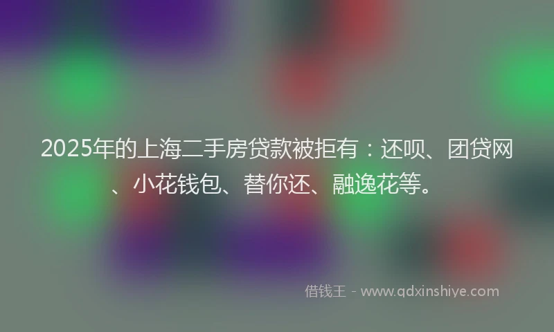 2025年的上海二手房贷款被拒有：还呗、团贷网、小花钱包、替你还、融逸花等。