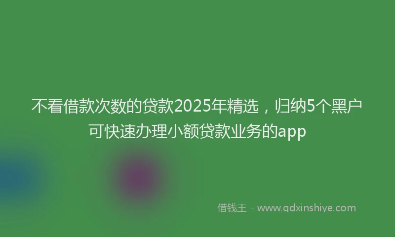 不看借款次数的贷款2025年精选，归纳5个黑户可快速办理小额贷款业务的app