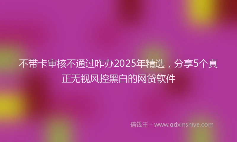 不带卡审核不通过咋办2025年精选，分享5个真正无视风控黑白的网贷软件
