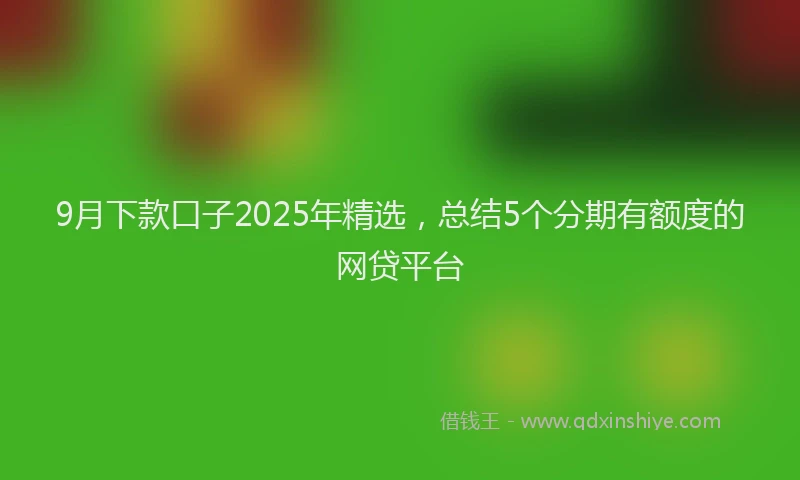 9月下款口子2025年精选，总结5个分期有额度的网贷平台