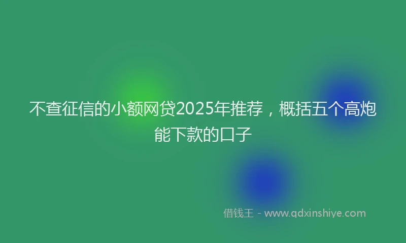不查征信的小额网贷2025年推荐，概括五个高炮能下款的口子