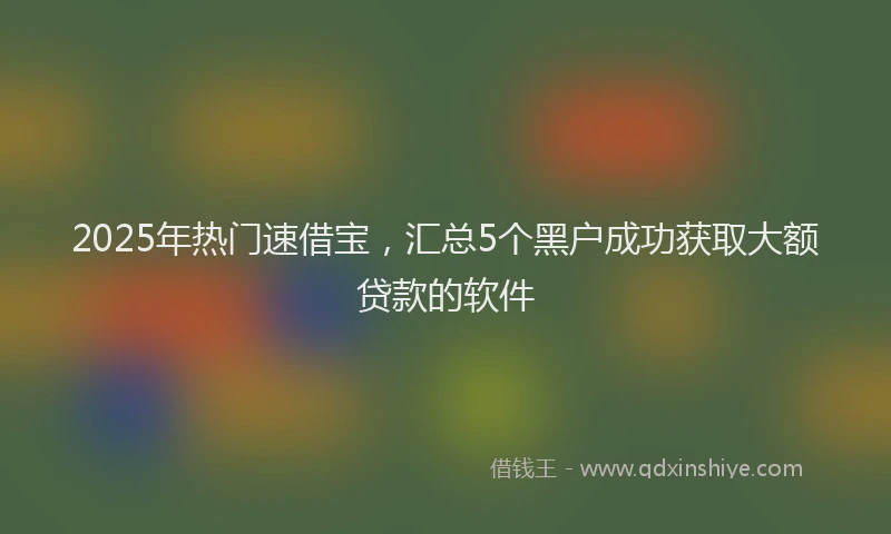 2025年热门速借宝，汇总5个黑户成功获取大额贷款的软件