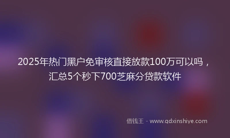 2025年热门黑户免审核直接放款100万可以吗，汇总5个秒下700芝麻分贷款软件