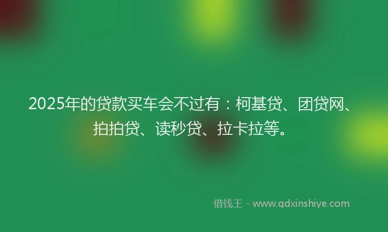 2025年的贷款买车会不过有：柯基贷、团贷网、拍拍贷、读秒贷、拉卡拉等。