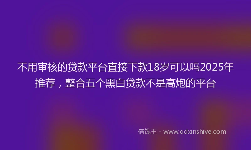 不用审核的贷款平台直接下款18岁可以吗2025年推荐，整合五个黑白贷款不是高炮的平台