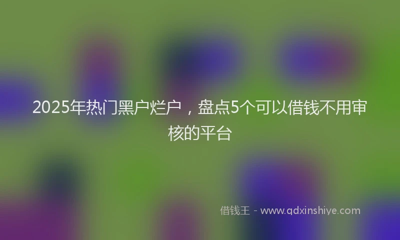 2025年热门黑户烂户，盘点5个可以借钱不用审核的平台