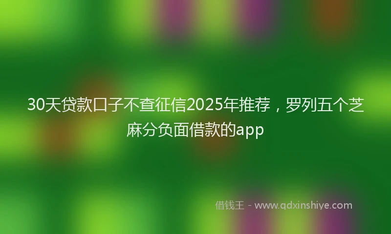 30天贷款口子不查征信2025年推荐，罗列五个芝麻分负面借款的app