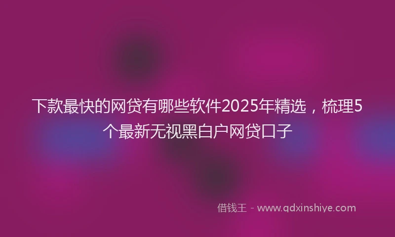 下款最快的网贷有哪些软件2025年精选，梳理5个最新无视黑白户网贷口子