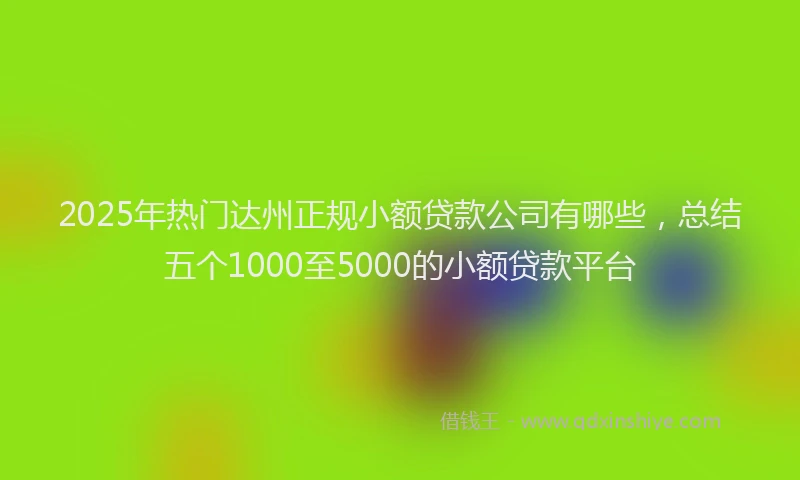 2025年热门达州正规小额贷款公司有哪些，总结五个1000至5000的小额贷款平台
