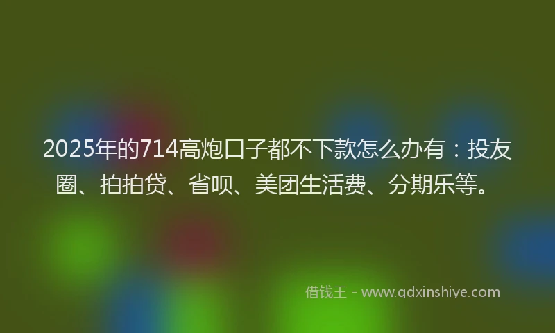 2025年的714高炮口子都不下款怎么办有：投友圈、拍拍贷、省呗、美团生活费、分期乐等。