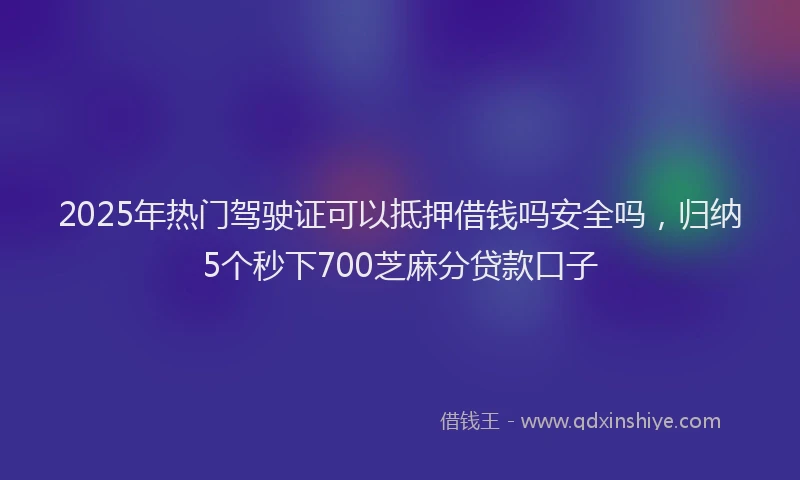 2025年热门驾驶证可以抵押借钱吗安全吗，归纳5个秒下700芝麻分贷款口子