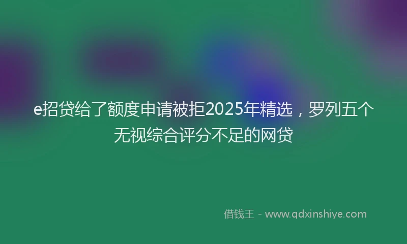 e招贷给了额度申请被拒2025年精选，罗列五个无视综合评分不足的网贷