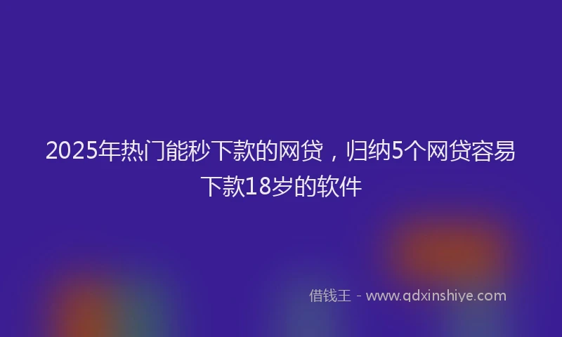 2025年热门能秒下款的网贷，归纳5个网贷容易下款18岁的软件