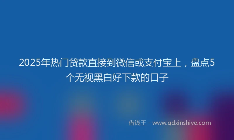 2025年热门贷款直接到微信或支付宝上，盘点5个无视黑白好下款的口子