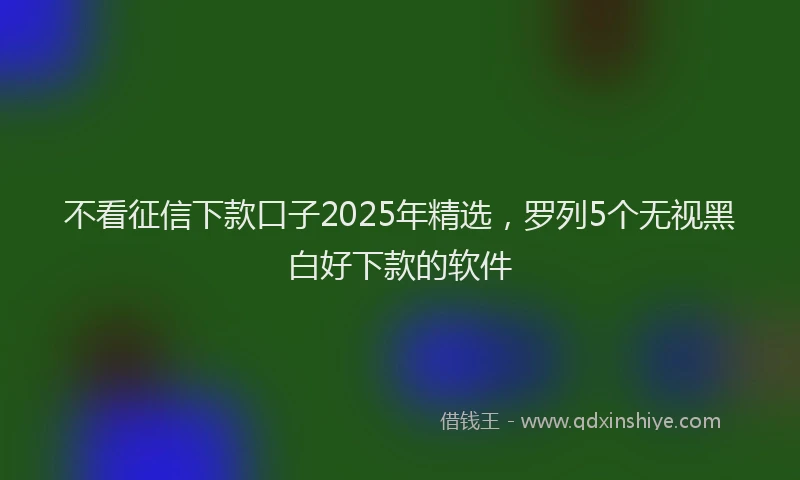 不看征信下款口子2025年精选，罗列5个无视黑白好下款的软件