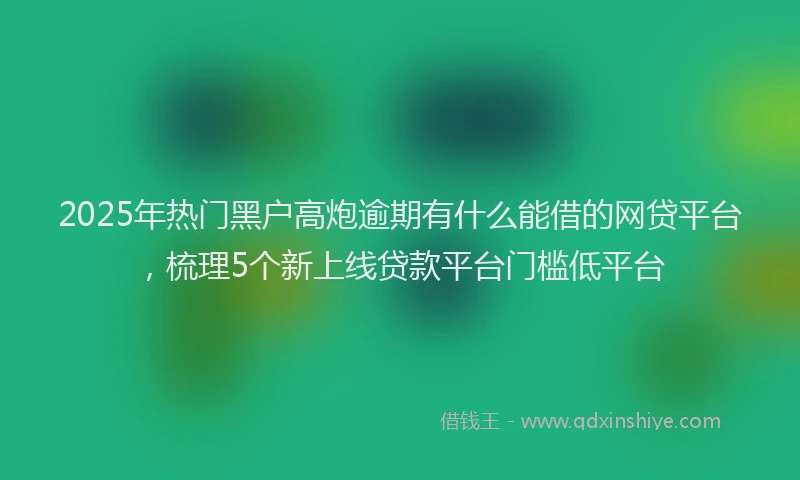 2025年热门黑户高炮逾期有什么能借的网贷平台，梳理5个新上线贷款平台门槛低平台