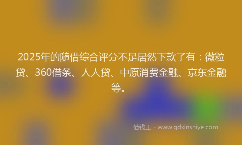 2025年的随借综合评分不足居然下款了有：微粒贷、360借条、人人贷、中原消费金融、京东金融等。