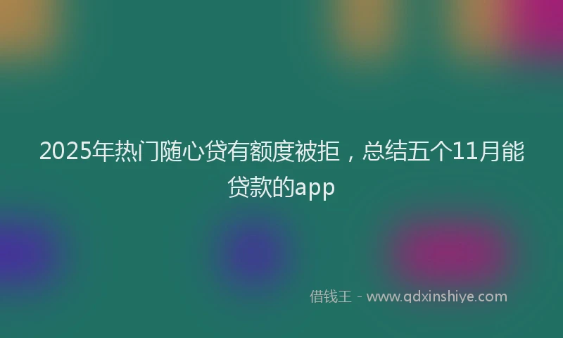 2025年热门随心贷有额度被拒，总结五个11月能贷款的app