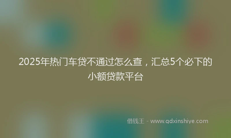 2025年热门车贷不通过怎么查，汇总5个必下的小额贷款平台