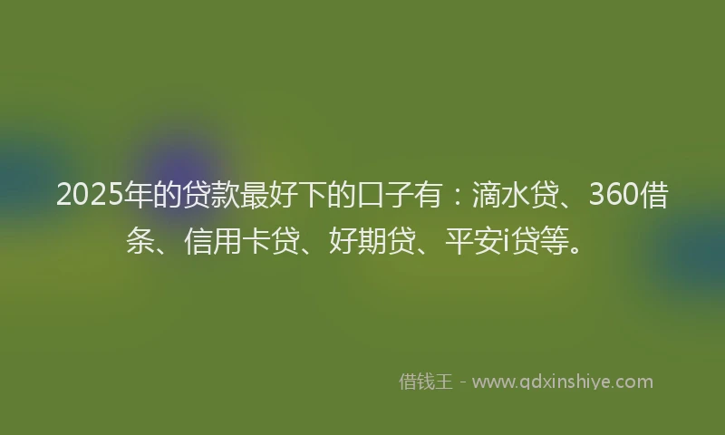 2025年的贷款最好下的口子有：滴水贷、360借条、信用卡贷、好期贷、平安i贷等。