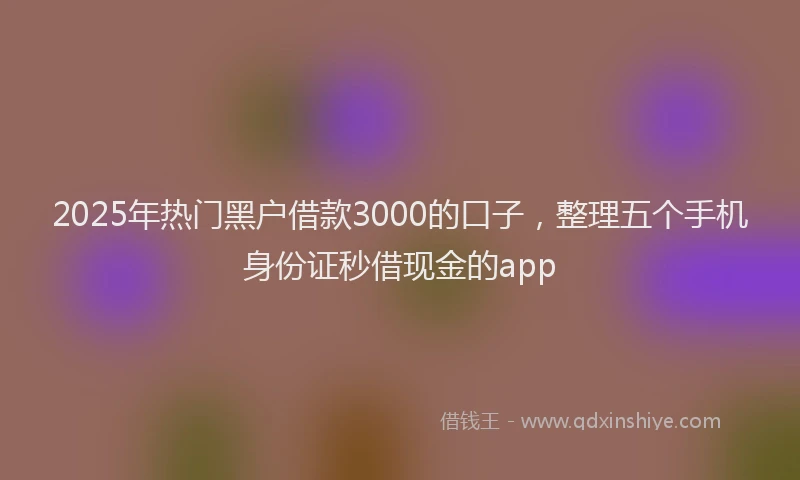 2025年热门黑户借款3000的口子，整理五个手机身份证秒借现金的app