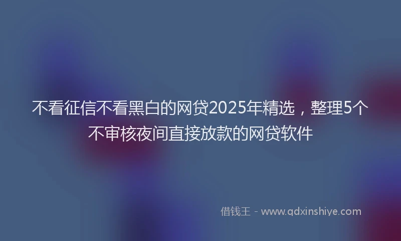 不看征信不看黑白的网贷2025年精选，整理5个不审核夜间直接放款的网贷软件