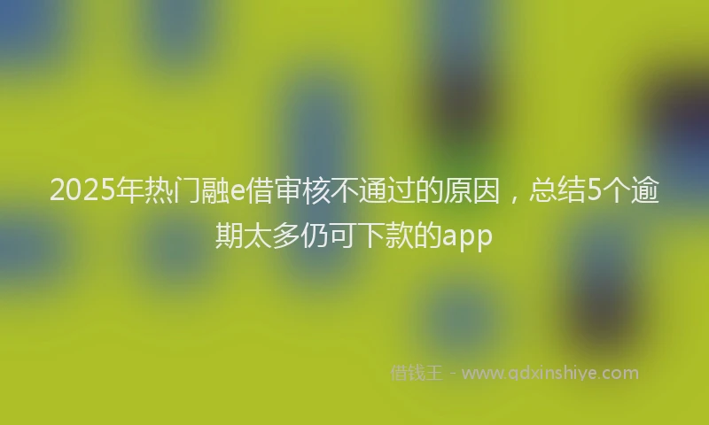 2025年热门融e借审核不通过的原因，总结5个逾期太多仍可下款的app