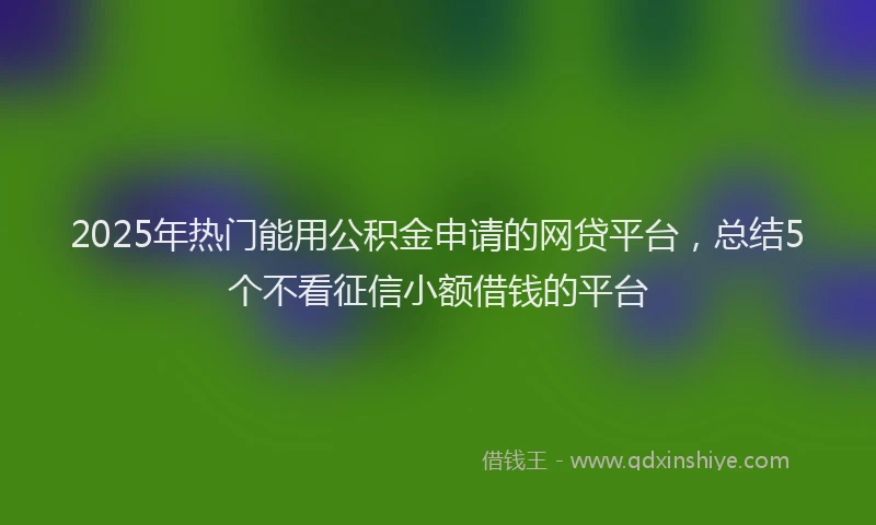2025年热门能用公积金申请的网贷平台，总结5个不看征信小额借钱的平台