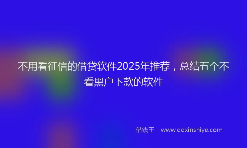 不用看征信的借贷软件2025年推荐，总结五个不看黑户下款的软件