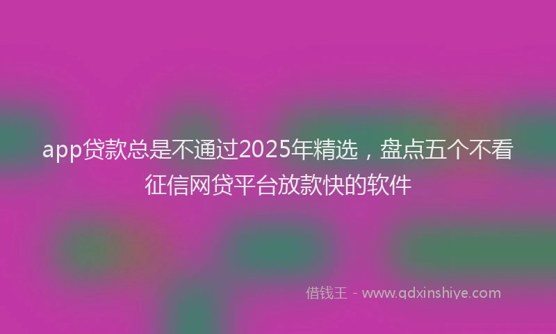 app贷款总是不通过2025年精选，盘点五个不看征信网贷平台放款快的软件