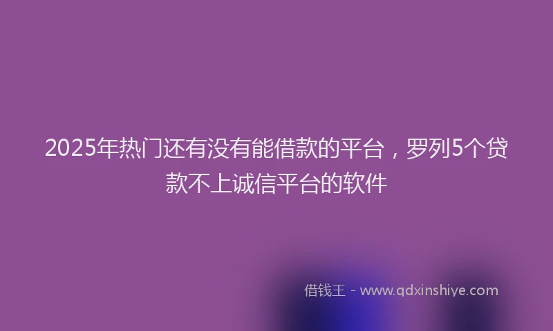 2025年热门还有没有能借款的平台，罗列5个贷款不上诚信平台的软件