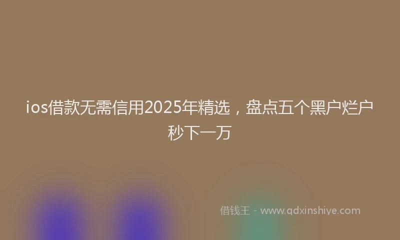 ios借款无需信用2025年精选，盘点五个黑户烂户秒下一万
