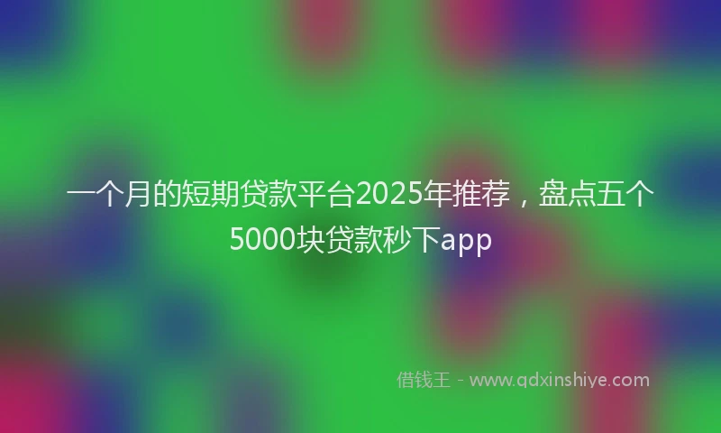 一个月的短期贷款平台2025年推荐，盘点五个5000块贷款秒下app