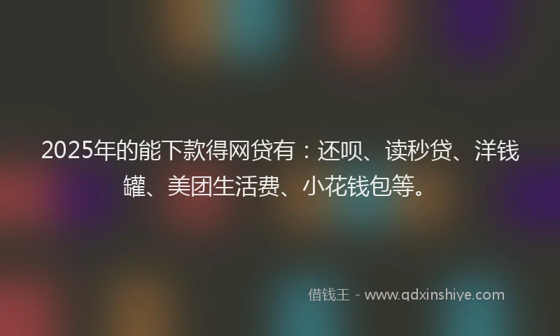 2025年的能下款得网贷有：还呗、读秒贷、洋钱罐、美团生活费、小花钱包等。