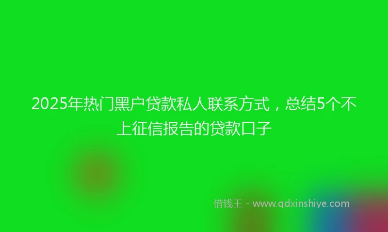 2025年热门黑户贷款私人联系方式，总结5个不上征信报告的贷款口子