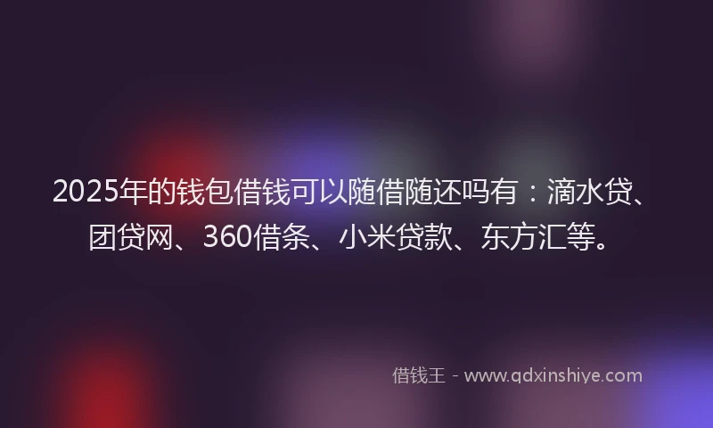 2025年的钱包借钱可以随借随还吗有：滴水贷、团贷网、360借条、小米贷款、东方汇等。
