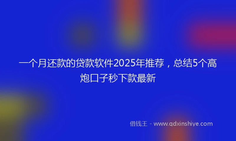 一个月还款的贷款软件2025年推荐，总结5个高炮口子秒下款最新