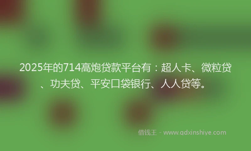 2025年的714高炮贷款平台有：超人卡、微粒贷、功夫贷、平安口袋银行、人人贷等。
