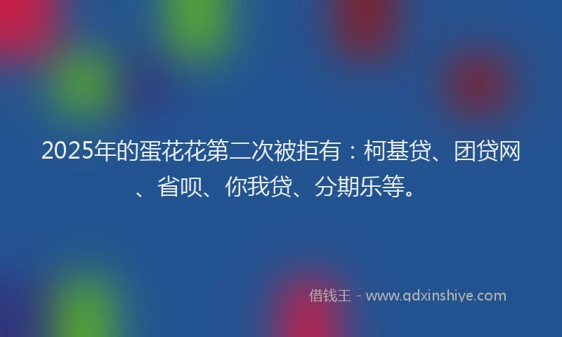 2025年的蛋花花第二次被拒有：柯基贷、团贷网、省呗、你我贷、分期乐等。