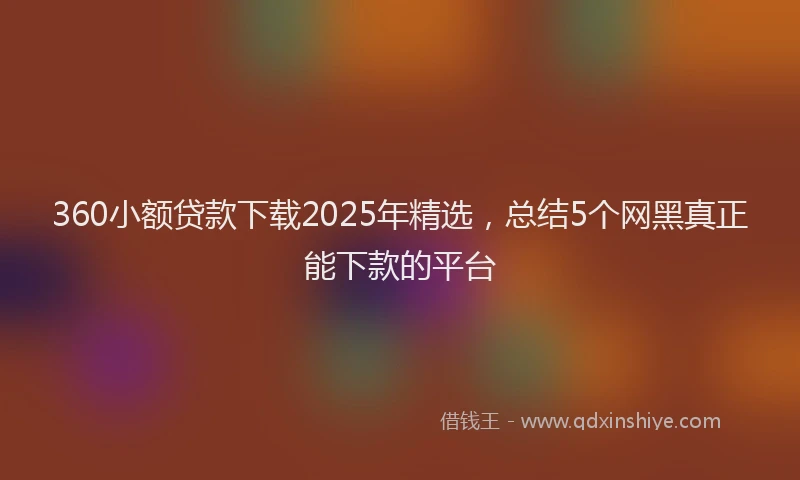 360小额贷款下载2025年精选，总结5个网黑真正能下款的平台