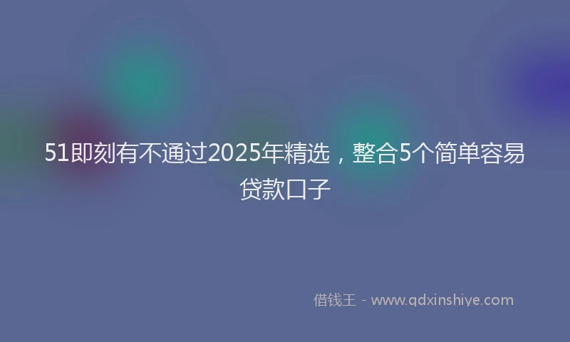 51即刻有不通过2025年精选，整合5个简单容易贷款口子
