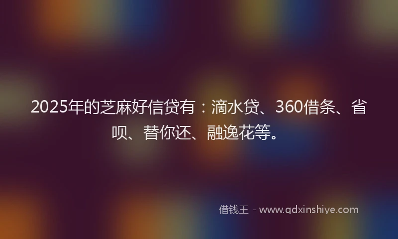 2025年的芝麻好信贷有：滴水贷、360借条、省呗、替你还、融逸花等。