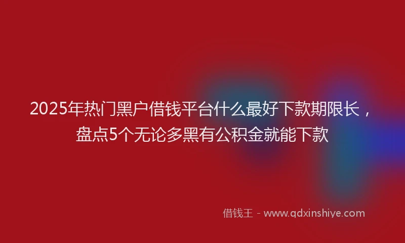 2025年热门黑户借钱平台什么最好下款期限长，盘点5个无论多黑有公积金就能下款