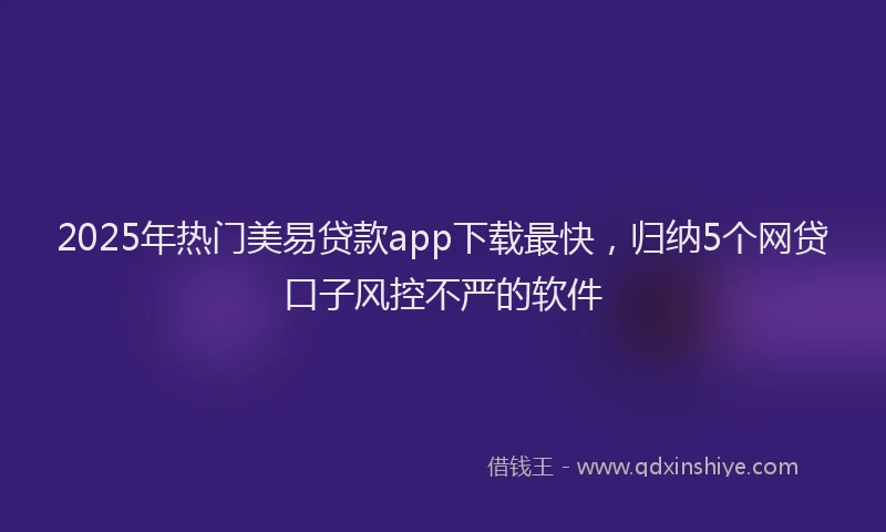 2025年热门美易贷款app下载最快，归纳5个网贷口子风控不严的软件