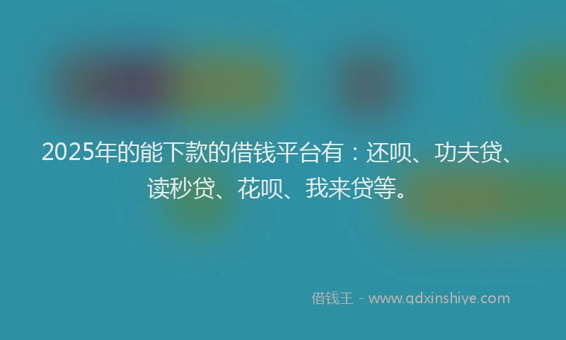 2025年的能下款的借钱平台有：还呗、功夫贷、读秒贷、花呗、我来贷等。