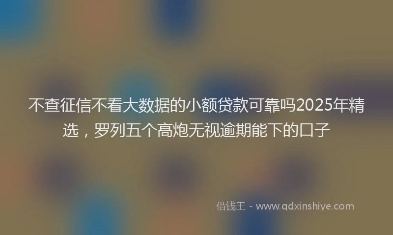 不查征信不看大数据的小额贷款可靠吗2025年精选，罗列五个高炮无视逾期能下的口子